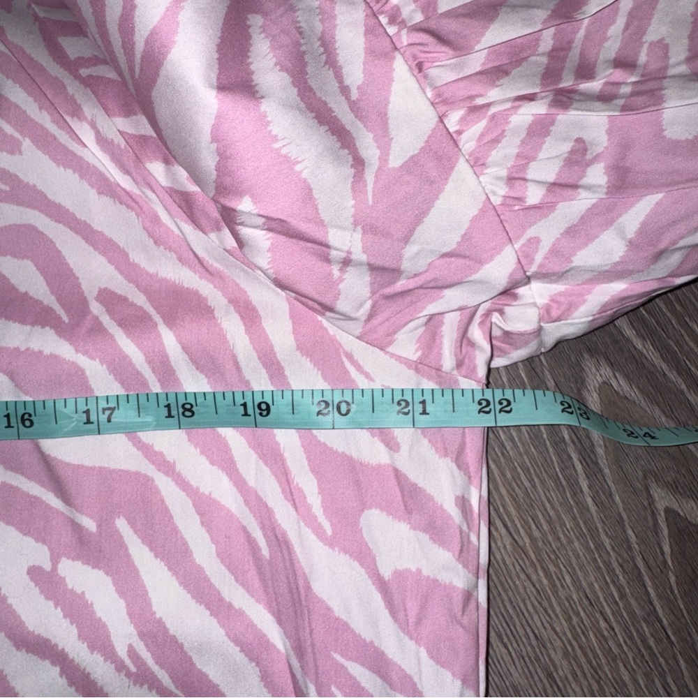 Chico's Light Pink white zebra print balloon sleeve midi dress L 12/14 - Picture 14 of 16